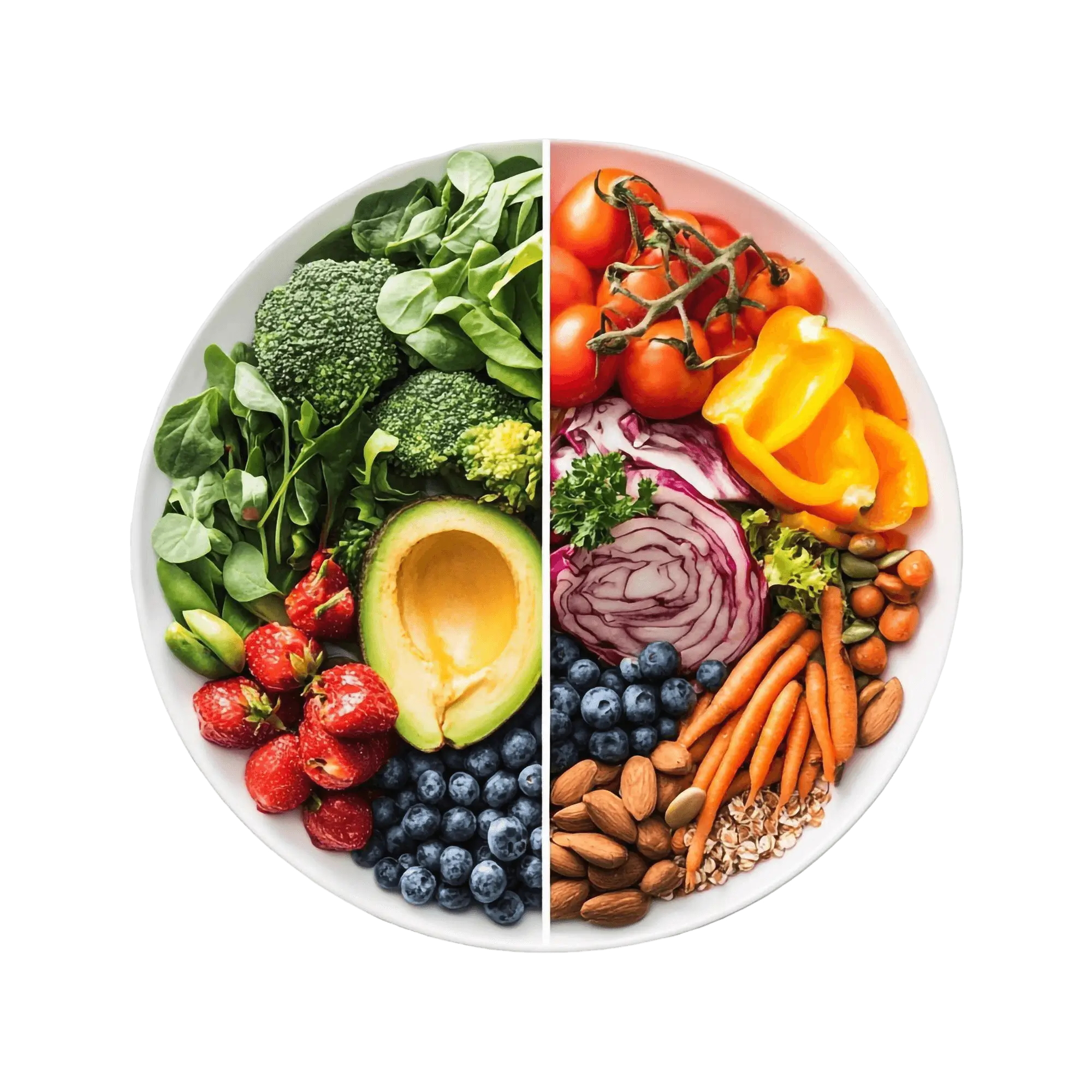 un piatto di cibo sano e vivace una dieta equilibrata di frutta verdura e noci 1